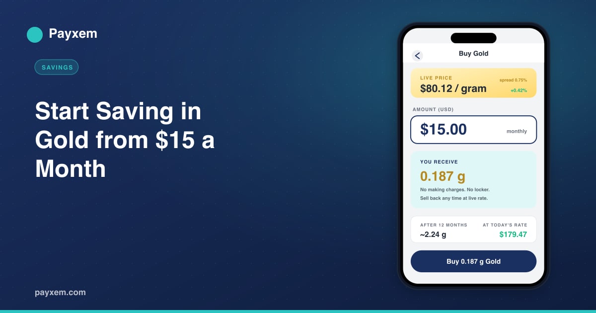 Pakistani freelancer saving in gold per gram from a wallet app